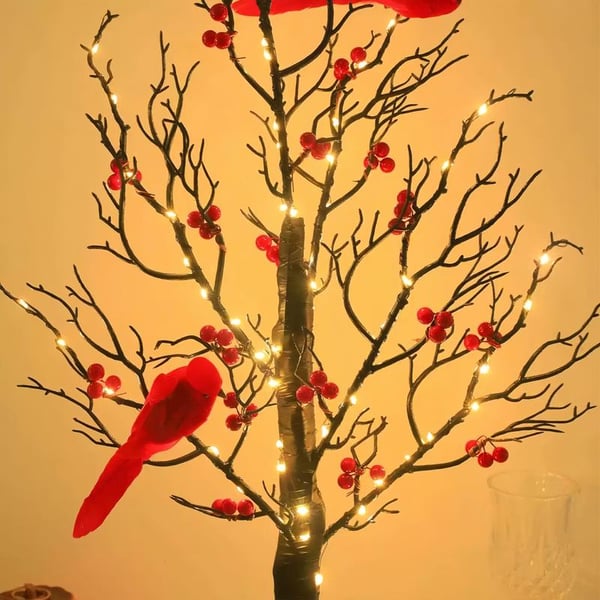 🐦Vintage Glowing Tree with Cardinals✨