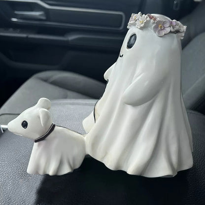 🎁Halloween Ghost Walking Dog Statue👻