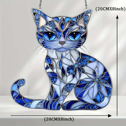 💎Blue ＆ White Cat Suncatcher Ornament🐈✨️
