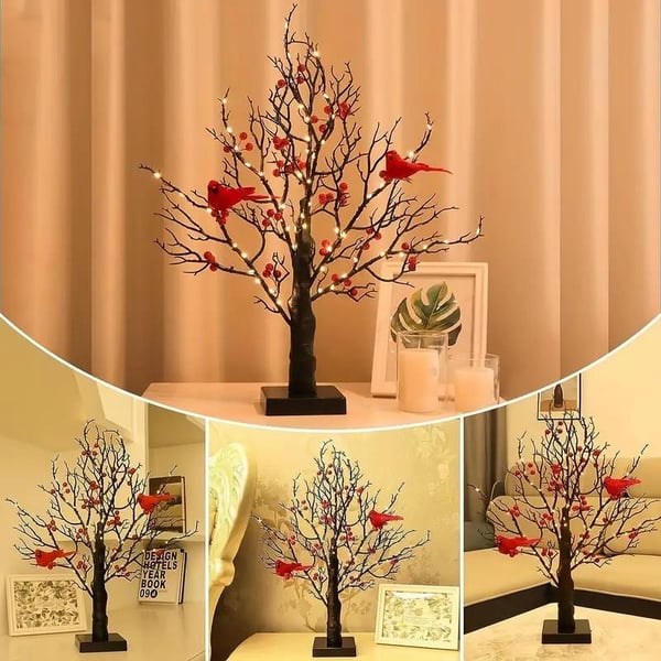 🐦Vintage Glowing Tree with Cardinals✨