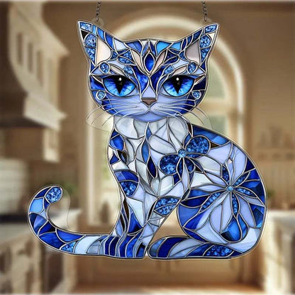 💎Blue ＆ White Cat Suncatcher Ornament🐈✨️