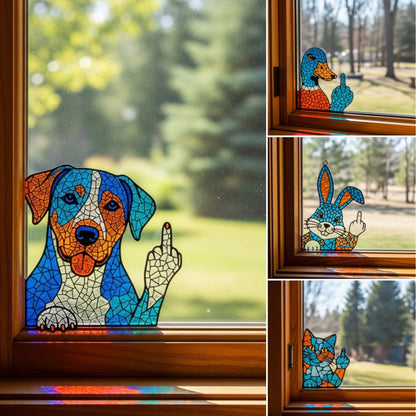 🐶Funny Middle Finger Animal Window Corner Decor😺