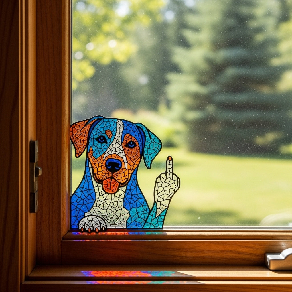 🐶Funny Middle Finger Animal Window Corner Decor😺