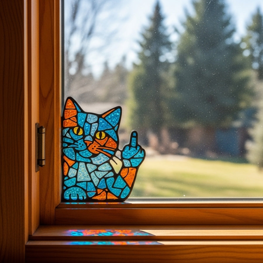 🐶Funny Middle Finger Animal Window Corner Decor😺