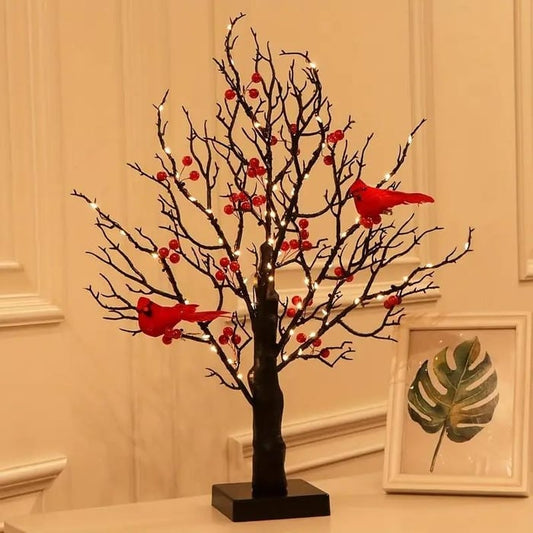 🐦Vintage Glowing Tree with Cardinals✨