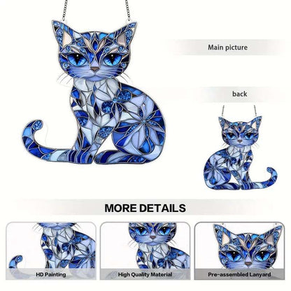 💎Blue ＆ White Cat Suncatcher Ornament🐈✨️